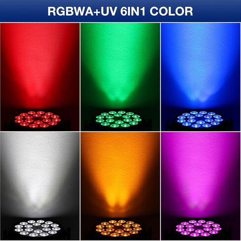 Par Light for Stage Lighting - OPPSK 180W 18LED 6IN1 RGBWAUV HEX LED Par Light DMX Control Sound Activated Uplights for Events Concert Birthday Wedding Party Music Live Show Church DJ Stage Lighting in Kuwait