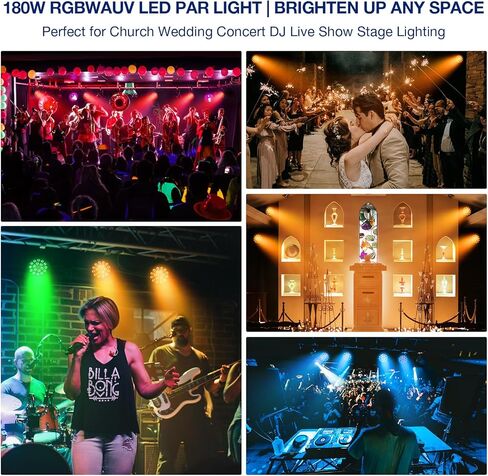Par Light for Stage Lighting - OPPSK 180W 18LED 6IN1 RGBWAUV HEX LED Par Light DMX Control Sound Activated Uplights for Events Concert Birthday Wedding Party Music Live Show Church DJ Stage Lighting in Kuwait