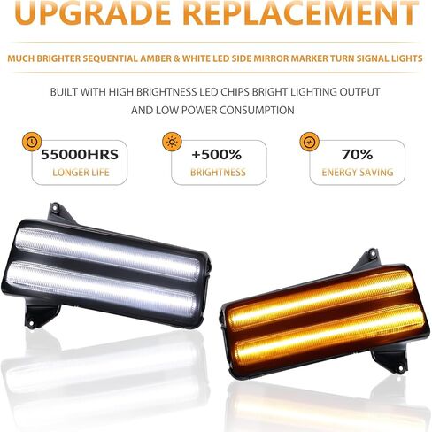 LED Side Mirror Marker Lights Compatible with 2020-2025 Chevy Silverado GMC Sierra 2500 3500 Switchback Sequential Amber&White Towing Mirror Turn Signal Indicator Lamps, 2PCS in Saudi Arabia