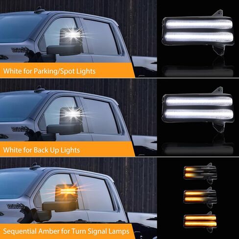 LED Side Mirror Marker Lights Compatible with 2020-2025 Chevy Silverado GMC Sierra 2500 3500 Switchback Sequential Amber&White Towing Mirror Turn Signal Indicator Lamps, 2PCS in Saudi Arabia
