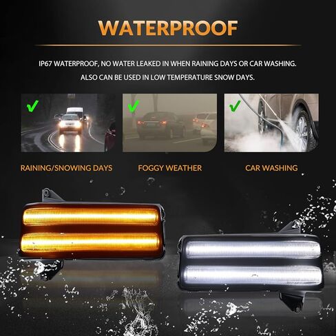 LED Side Mirror Marker Lights Compatible with 2020-2025 Chevy Silverado GMC Sierra 2500 3500 Switchback Sequential Amber&White Towing Mirror Turn Signal Indicator Lamps, 2PCS in Saudi Arabia