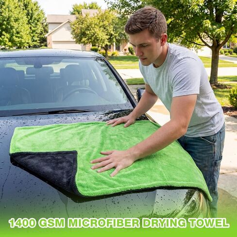 Boao 2 Pack Car Drying Towels 48"x24" Extra Large Microfiber Towels for Cars 1400gsm Super Absorbent Car Detailing Drying Towel Streak Free Lint Free No Water Spots Double-Twist Pile in Saudi Arabia