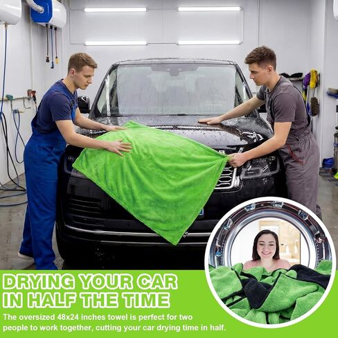 Boao 2 Pack Car Drying Towels 48"x24" Extra Large Microfiber Towels for Cars 1400gsm Super Absorbent Car Detailing Drying Towel Streak Free Lint Free No Water Spots Double-Twist Pile in Saudi Arabia