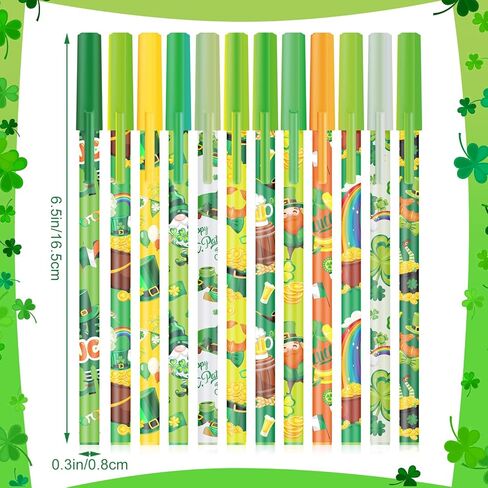 Harloon 48 Pcs St. Patrick's Day Pens Bulk Shamrock Ballpoint Pens Irish Gnomes Lucky Green Clover Black Ink St. Patrick's Day Party Favors Supplies Gifts for Classroom Students Teacher Coworker in Saudi Arabia