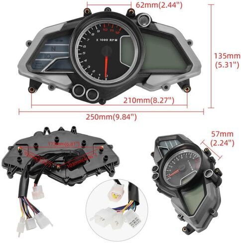 Digital Tachometer Speedometer with Odometer Trip Meter Fuel Gauge Gear Indicator 12V Compatible with 200NS Motorcycle in Kuwait