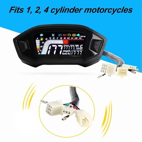Motorcycle Digital Speedometer Universal LCD Tachometer Instrument Cluster Turn Light Indicator Voltmeter Oil Gauge Compatible with Universal Motorcycle Models in Kuwait