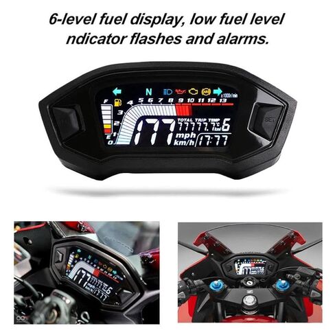 Motorcycle Digital Speedometer Universal LCD Tachometer Instrument Cluster Turn Light Indicator Voltmeter Oil Gauge Compatible with Universal Motorcycle Models in Kuwait