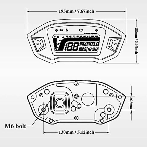 Motorcycle Digital Speedometer Universal LCD Tachometer Instrument Cluster Turn Light Indicator Voltmeter Oil Gauge Compatible with Universal Motorcycle Models in Kuwait