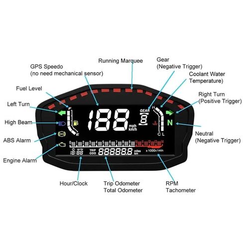 Digital GPS Speedometer Tachometer Odometer with GPS Adapter Fuel Level and Water Temperature Gauge for 2 Cylinder 4 Cylinder Motorcycle Use in Kuwait