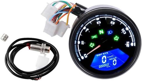 LCD Digital Speedometer Tachometer 12000RPM with LED Backlight Compatible with Cafe Racer Motorcycle Odometer in Kuwait