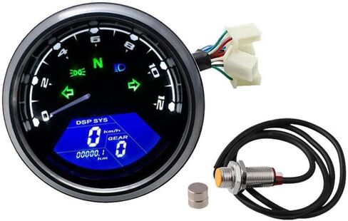 LCD Digital Speedometer Tachometer 12000RPM with LED Backlight Compatible with Cafe Racer Motorcycle Odometer in Kuwait