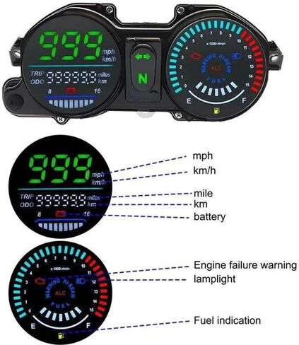 LED Tachometer and Odometer Compatible with Motorcycle in Kuwait