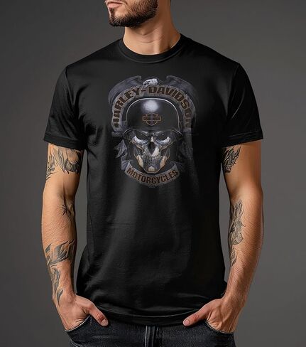 Harley-Davidson Military, Overseas Tour Baghdad Afghanistan Black Skull Men’s T-Shirt in Saudi Arabia