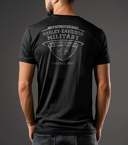 Harley-Davidson Military, Overseas Tour Baghdad Afghanistan Black Skull Men’s T-Shirt in Saudi Arabia