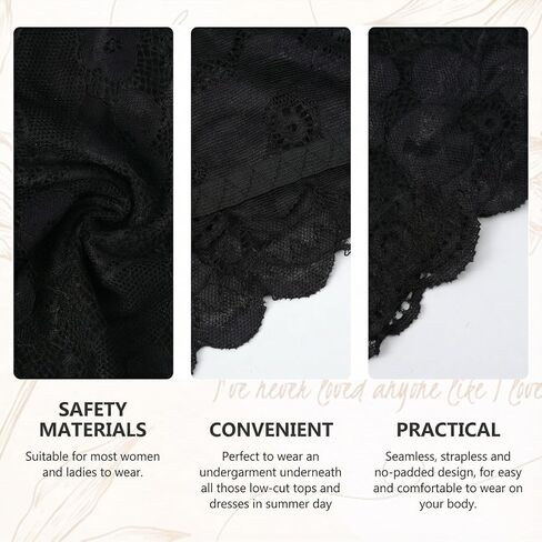 2 Pcs Lace Tube Top Bra, Strapless Lace Bandeau Bra, Stretch Strapless Bralette, Cleavage Cover Up for Low Neckline, Modesty Panel Cleavage Cover for Women (White, Black) in Saudi Arabia