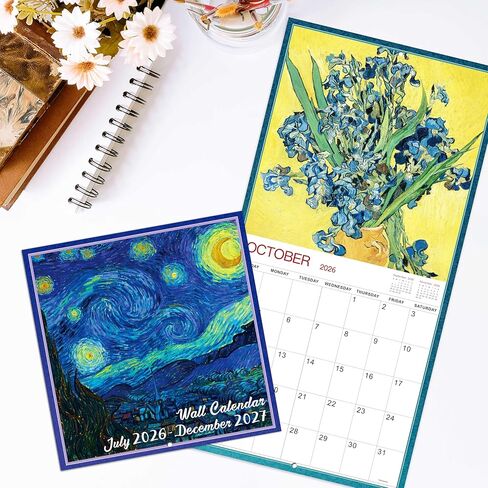 2024-2025 Wall Calendar - Calendar 2024-2025, 18-Month Monthly Wall Calendar 2024-2025 from Jul. 2024 - Dec. 2025, 12" x 24" (Open), Unruled Blocks with Thick Paper - Art Paintings in Kuwait