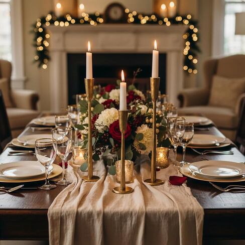 Cast Iron Taper Candle Holder Set of 3, Heavyweight Tall Candlestick Holders, Antique Gold, for Fireplace Mantle & Dining Table, Versatile Decor for Wedding, Holiday, Home & Christmas in Saudi Arabia