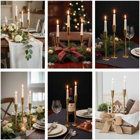 Cast Iron Taper Candle Holder Set of 3, Heavyweight Tall Candlestick Holders, Antique Gold, for Fireplace Mantle & Dining Table, Versatile Decor for Wedding, Holiday, Home & Christmas in Saudi Arabia