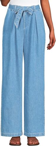 Lands' End Women's High Ridge Twill Pull On Pleated Wide Leg Pants in Saudi Arabia