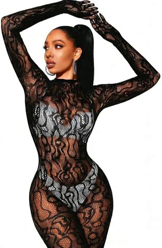 المرأة مثير شبكة صيد السمك ارتداءها الكامل، شبكة الدانتيل ملصق بذلة توهج حزب الهذيان ملابس، جوارب الجسم زي الهالوين in Kuwait