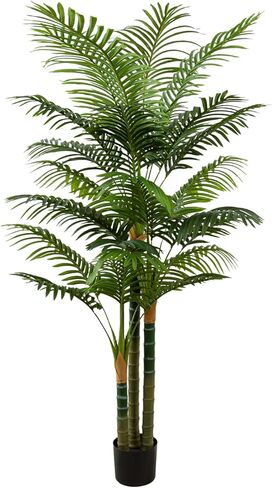 4FT Tall Golden Cane Artificial Palm Tree, Large Faux Palm Tree with 3 Textured Trunks, Outdoor Artificial Plants, Fake Tree for Indoor Office Living Room Outside Patio. in Saudi Arabia