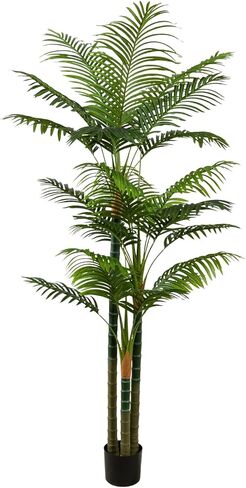 4FT Tall Golden Cane Artificial Palm Tree, Large Faux Palm Tree with 3 Textured Trunks, Outdoor Artificial Plants, Fake Tree for Indoor Office Living Room Outside Patio. in Saudi Arabia