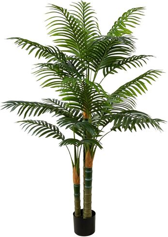4FT Tall Golden Cane Artificial Palm Tree, Large Faux Palm Tree with 3 Textured Trunks, Outdoor Artificial Plants, Fake Tree for Indoor Office Living Room Outside Patio. in Saudi Arabia