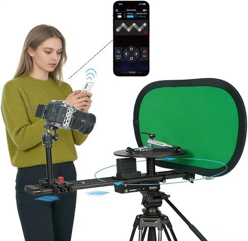 DF DIGITALFOTO V360S Camera Spinner with Dolly Wheel, 360 Video Professional Photography Turntable Photo Booth, Rotating Platform for Unboxing Commercial Video, Food Shooting, Product Photography in Saudi Arabia