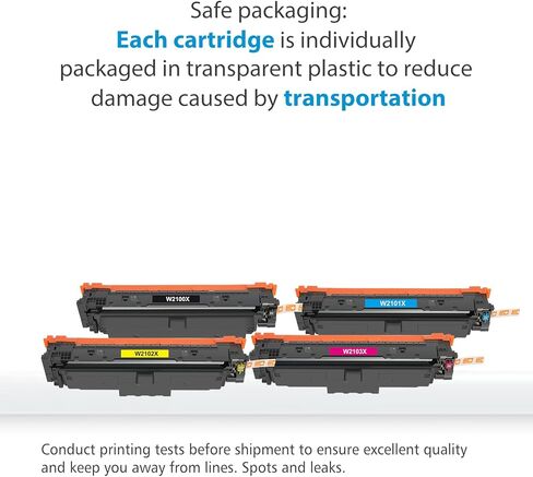 خرطوشة حبر 210X عالية الإنتاجية 4 عبوات | مع شريحة بديلة متوافقة مع 210X 210A W2100X W2100A لحبر الطابعة Color Laser Pro 4201dn 4201dw Pro MFP 4301fdn 4301fdw | أسود سماوي أصفر أرجواني in Kuwait