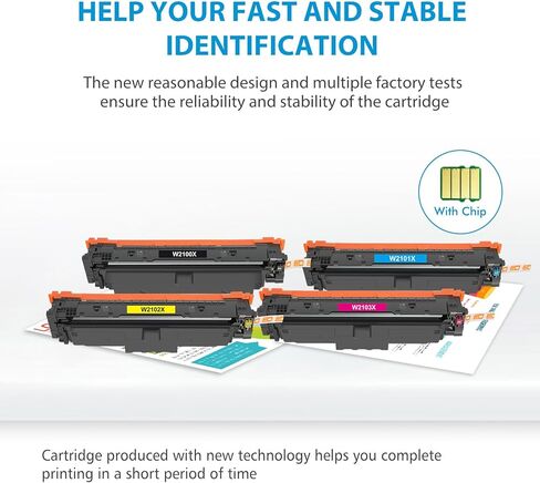 خرطوشة حبر 210X عالية الإنتاجية 4 عبوات | مع شريحة بديلة متوافقة مع 210X 210A W2100X W2100A لحبر الطابعة Color Laser Pro 4201dn 4201dw Pro MFP 4301fdn 4301fdw | أسود سماوي أصفر أرجواني in Kuwait