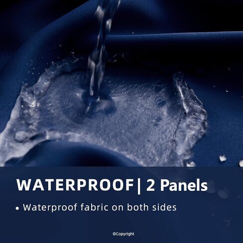 DIVA EN CAMINO DEC Outdoor Patio Curtain Waterproof Darkening Thermal Insulated Indoor Curtains for Bedroom, Porch, Living Room, Pergola, Cabana, W52 x L63, Navy, Set of 2 Panels in Kuwait