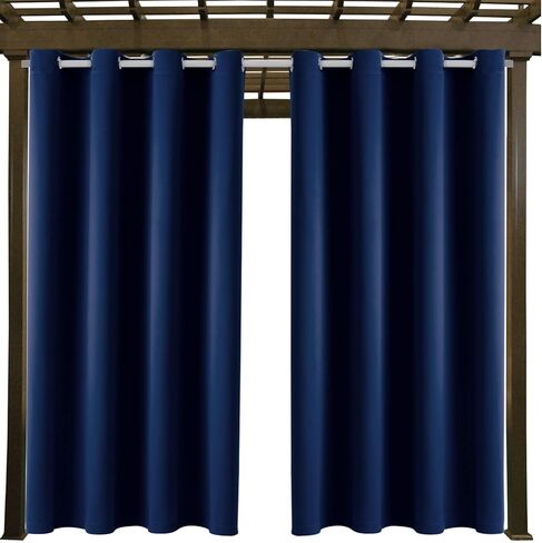 DIVA EN CAMINO DEC Outdoor Patio Curtain Waterproof Darkening Thermal Insulated Indoor Curtains for Bedroom, Porch, Living Room, Pergola, Cabana, W52 x L63, Navy, Set of 2 Panels in Kuwait
