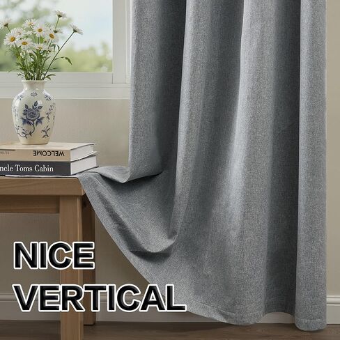 DONREN ستائر تعتيم كاملة لغرفة النوم، ستائر نافذة كتانية عازلة للحرارة معزولة لتقليل الضوضاء لغرفة المعيشة وغرفة الأطفال، رمادي حمامة، طول 52 × 95 بوصة، لوحتان in Kuwait