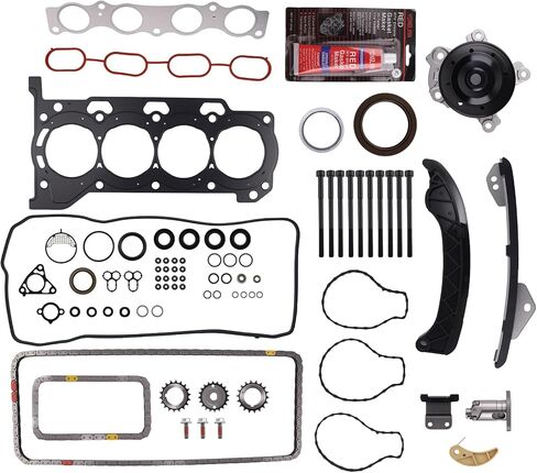 مجموعة حشية رأس سلسلة توقيت المحرك maxpeedingrods مع مضخة مياه لسيارة Toyota Corolla 2009-2016 Matrix 2009-2014، لـ Scion xD 2008-2014، لـ Pontiac Vibe 2009-2010، يستبدل HS26515PT 13506-0T020 in Saudi Arabia