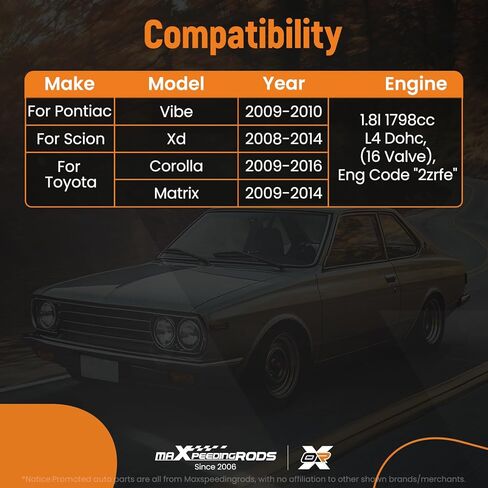 مجموعة حشية رأس سلسلة توقيت المحرك maxpeedingrods مع مضخة مياه لسيارة Toyota Corolla 2009-2016 Matrix 2009-2014، لـ Scion xD 2008-2014، لـ Pontiac Vibe 2009-2010، يستبدل HS26515PT 13506-0T020 in Saudi Arabia