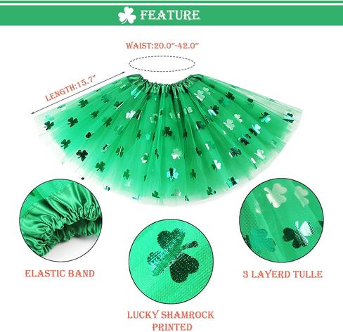 إكسسوارات زي عيد القديس باتريك للنساء، 6 قطع من عصابة الرأس ذات القبعة الخضراء والشعر المستعار شامروك وقفازات حزام الكتف وجوارب توتو الزي الأيرلندي in Kuwait