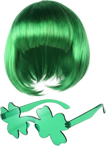 إكسسوارات زي عيد القديس باتريك للنساء، 6 قطع من عصابة الرأس ذات القبعة الخضراء والشعر المستعار شامروك وقفازات حزام الكتف وجوارب توتو الزي الأيرلندي in Kuwait