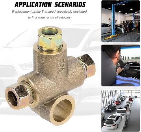 3 Way T-Shape Brake Line Tee, Brass Brake Oil Line Tee Fitting Short Union with M10 Male Nuts, Automotive Elbow Connector Replacement Accessories, Fit for 3/16 Inch Pipe in Saudi Arabia