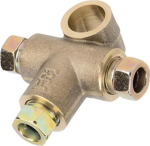 3 Way T-Shape Brake Line Tee, Brass Brake Oil Line Tee Fitting Short Union with M10 Male Nuts, Automotive Elbow Connector Replacement Accessories, Fit for 3/16 Inch Pipe in Saudi Arabia