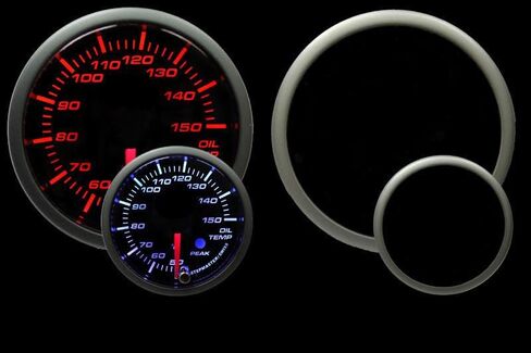 Prosport Performance Oil Temperature Gauge 52mm (2 1/16") Electrical Prosport Supreme Clear Lens with White Pointer Series Amber/White with Peak Recall and Warning in Kuwait