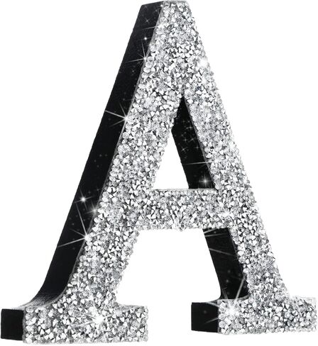 Qunclay Silver Crystal Diamond Bling Letters Crushed Diamond Decoration Wooden Glitter Letter with Screw and Hooks Rhinestone Gift for Valentine Y2k Mcbling Bedroom Wall Decor(Letter K,5.7"l X 5.7"w) in Saudi Arabia