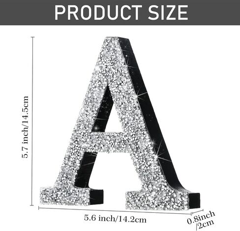 Qunclay Silver Crystal Diamond Bling Letters Crushed Diamond Decoration Wooden Glitter Letter with Screw and Hooks Rhinestone Gift for Valentine Y2k Mcbling Bedroom Wall Decor(Letter K,5.7"l X 5.7"w) in Saudi Arabia