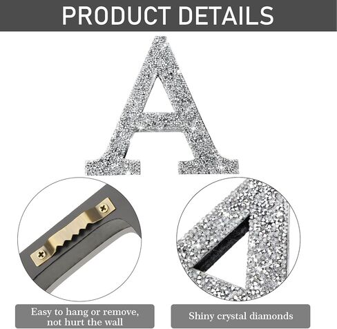 Qunclay Silver Crystal Diamond Bling Letters Crushed Diamond Decoration Wooden Glitter Letter with Screw and Hooks Rhinestone Gift for Valentine Y2k Mcbling Bedroom Wall Decor(Letter K,5.7"l X 5.7"w) in Saudi Arabia