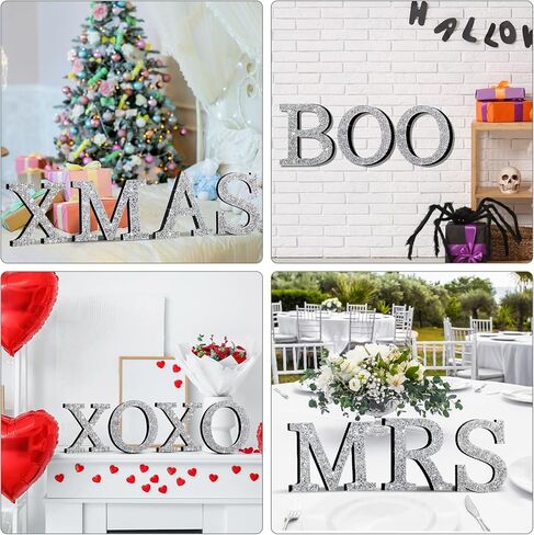 Qunclay Silver Crystal Diamond Bling Letters Crushed Diamond Decoration Wooden Glitter Letter with Screw and Hooks Rhinestone Gift for Valentine Y2k Mcbling Bedroom Wall Decor(Letter K,5.7"l X 5.7"w) in Saudi Arabia