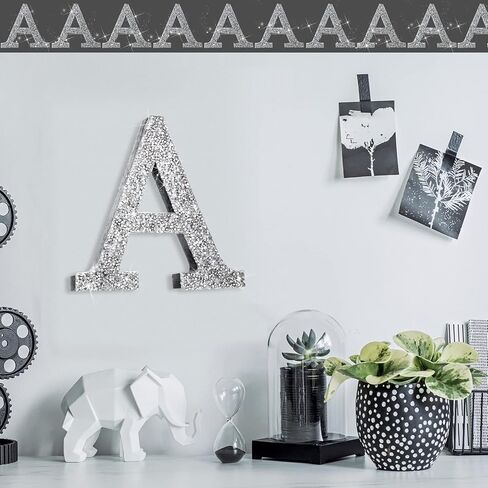 Qunclay Silver Crystal Diamond Bling Letters Crushed Diamond Decoration Wooden Glitter Letter with Screw and Hooks Rhinestone Gift for Valentine Y2k Mcbling Bedroom Wall Decor(Letter K,5.7"l X 5.7"w) in Saudi Arabia