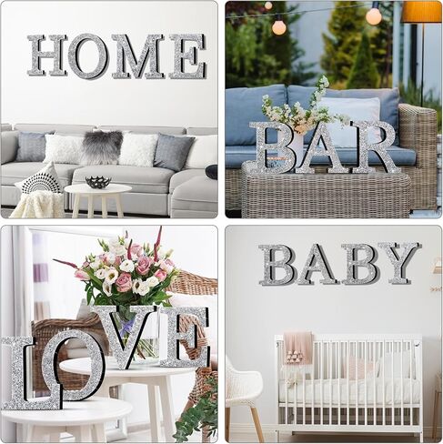 Qunclay Silver Crystal Diamond Bling Letters Crushed Diamond Decoration Wooden Glitter Letter with Screw and Hooks Rhinestone Gift for Valentine Y2k Mcbling Bedroom Wall Decor(Letter K,5.7"l X 5.7"w) in Saudi Arabia