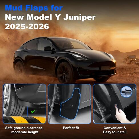 Paceray Mud Flaps for Tesla New Model Y Juniper 2026 Accessories, All-Weather Protection with No Drilling, Durable Mud Guards for Tesla New Model Y 2025 2026 Launch Exterior Accessories(Set of 4) in Saudi Arabia