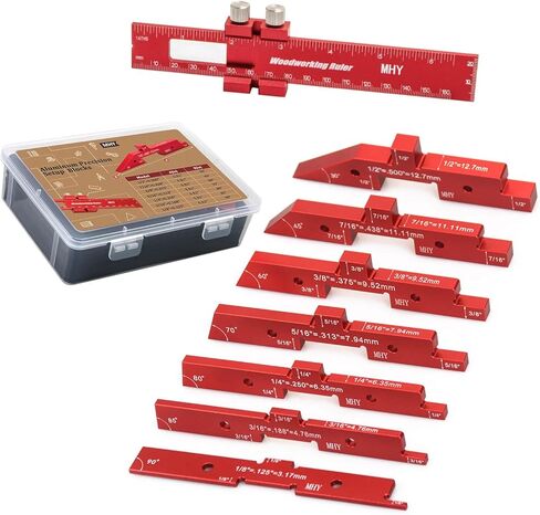 MHY 8PCS Heavy Precision Router Table Setup Blocks，Woodworking Height Depth Angle Gauge for Machine Tools and Table Saws in Saudi Arabia