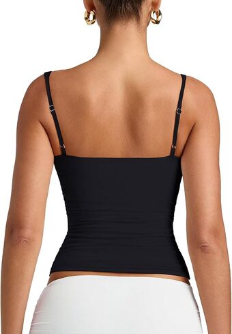 PINKMSTYLE Womens Sexy V Neck Cami Top Sleeveless Double Lined Tank Tops Going Out Y2K Spaghetti Strap Crop Tops 2026 in Saudi Arabia