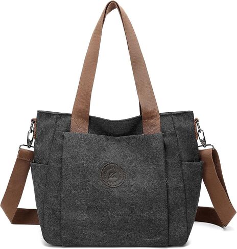 DOURR Vintage Washed Canvas Tote Bag for Women Casual Crossbody Bag Everyday Carry All Purse Shoulder Bag Travel Work in Kuwait